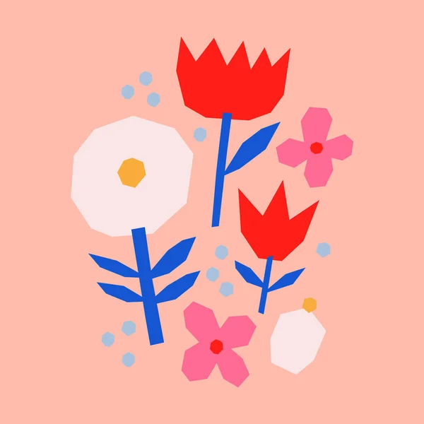 Vector Sömlösa Mönster Med Skära Stiliserade Blommor Vacker Blommig Textur — Stock vektor