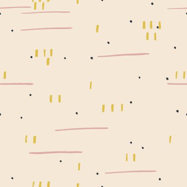 Farklı Fırça Darbeleri ve çizgileri ile soyut sorunsuz desen. Küçük elemanlı pastel renklerde vektör yaratıcı dokusu. 