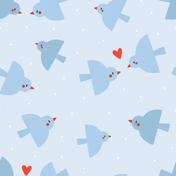 Motif Abstrait Avec Des Oiseaux Des Cœurs — Image vectorielle