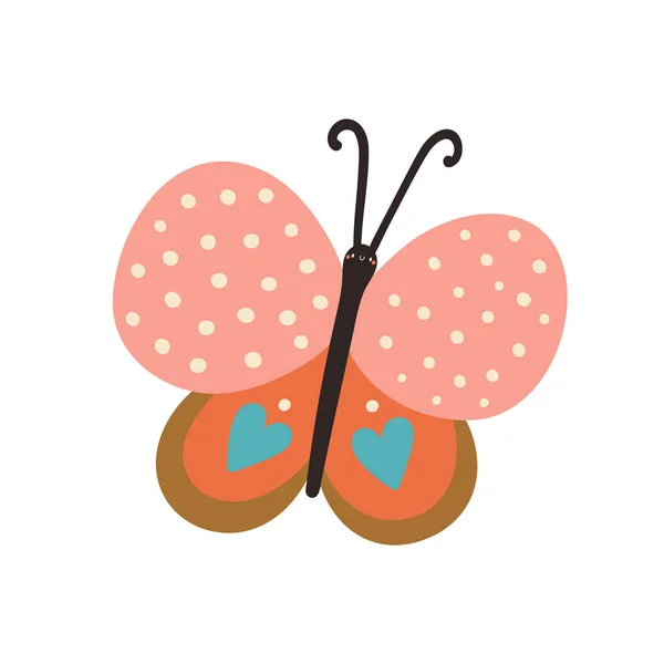 Super Niedlichen Schmetterling Charakter Handgezeichnete Illustration Vektorinsekt Zeichentrickillustration Schönes Konzept — Stockvektor