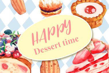 Şekil tatlı çerçeve tasarımı metin, vektör illüstrasyonu