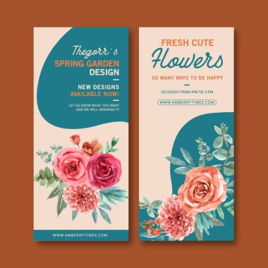 şık çiçek broşürleri tasarım ile metin, vektör illüstrasyonu