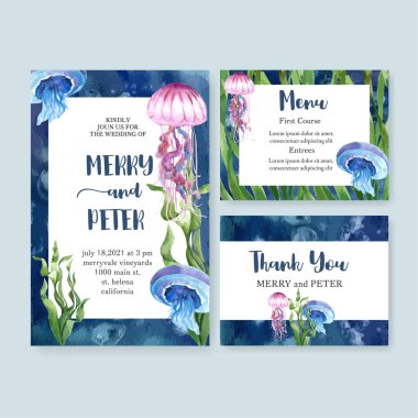 Modaya uygun düğün kartları tasarımı metin, vektör illüstrasyonu