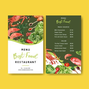 Metin ve vektör illüstrasyonlu şık yemek menüsü şablonu tasarımı