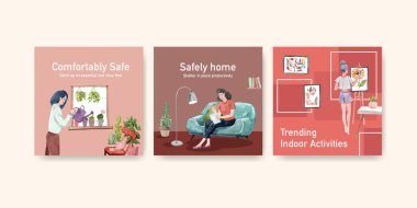 stilli ev şablonu tasarımı metin, vektör illüstrasyonu