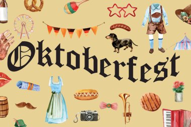 stil Oktoberfest çerçeve şablonu tasarımı metin, vektör illüstrasyonu