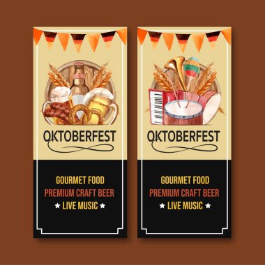 Modaya uygun Oktoberfest broşür tasarımı metin, vektör illüstrasyonu