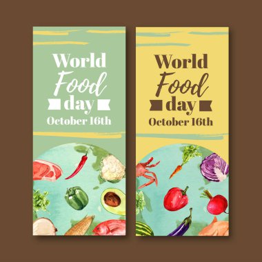 şık dünya gıda broşürleri tasarım ile metin, vektör illüstrasyonu