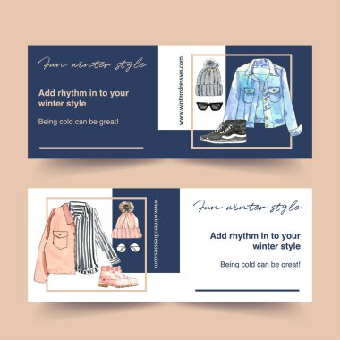 Metin ve vektör illüstrasyonlu şık kış şablonu tasarımı