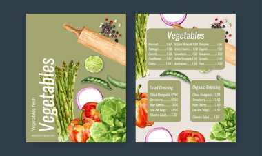 stil sebze menü şablonu tasarımı metin, vektör illüstrasyonu 