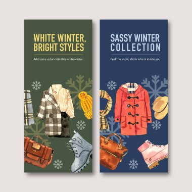 Metin ve vektör illüstrasyonlu şık kış şablonu tasarımı