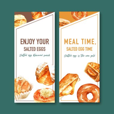 şık tuzlu yumurta broşürleri. Metin ve vektör illüstrasyonlu tasarım.