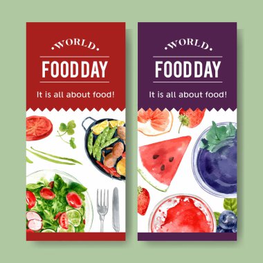 şık dünya gıda broşürleri tasarım ile metin, vektör illüstrasyonu