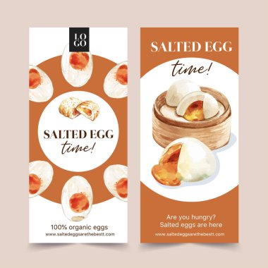 şık tuzlu yumurta broşürleri. Metin ve vektör illüstrasyonlu tasarım.