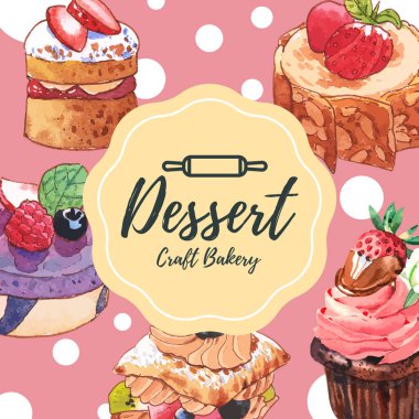 Şekil tatlı çerçeve tasarımı metin, vektör illüstrasyonu