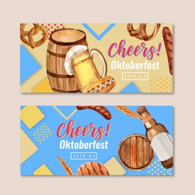 Modaya uygun Oktoberfest pankart tasarımı metin, vektör illüstrasyonu