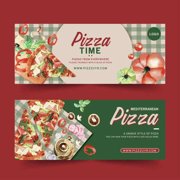 Stylish Pizza Banners Template Design Text Vector Illustration — Stock Vector