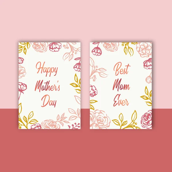 Stylish Flowers Mother Cards Template Design Text Vector Illustration — Stock Vector