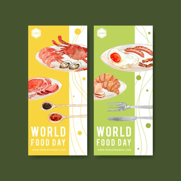 stylish world food flyers template design with text, vector illustration