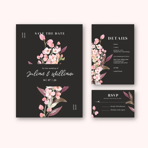 Stilvolle Hochzeitskarten Vorlage Design Mit Text Vektorillustration — Stockvektor