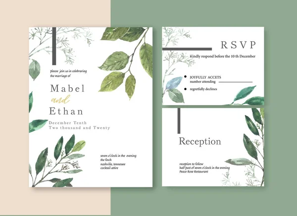 Design Modelo Cartões Casamento Elegante Com Texto Ilustração Vetorial — Vetor de Stock