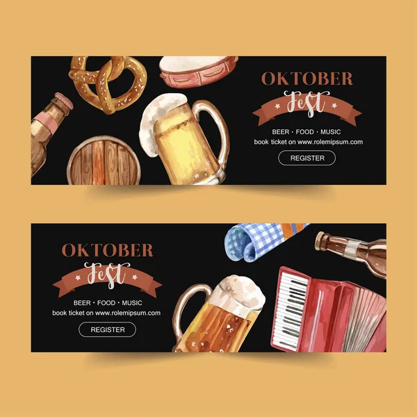 Modaya uygun Oktoberfest pankart tasarımı metin, vektör illüstrasyonu