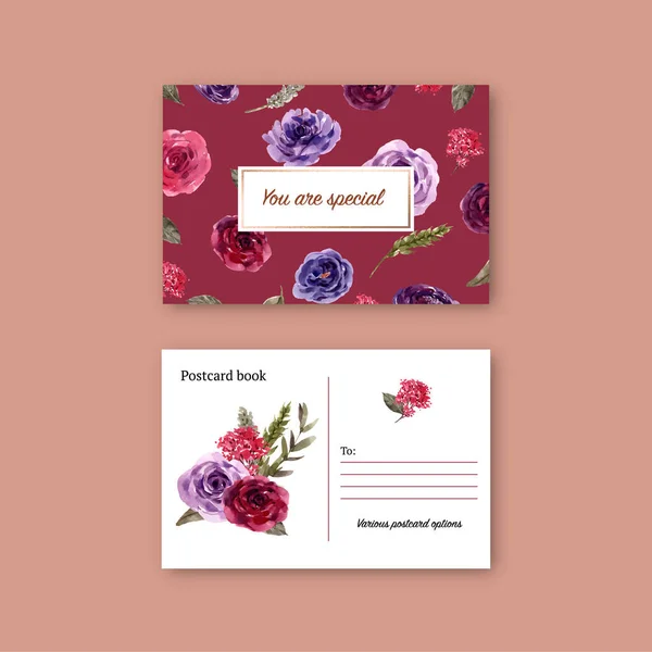 stylish template flowers postcards design with text, vector illustration