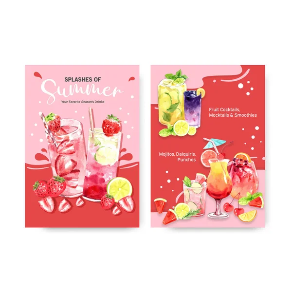 Stijlvolle Zomer Drankjes Menu Template Ontwerp Met Tekst Vector Illustratie — Stockvector