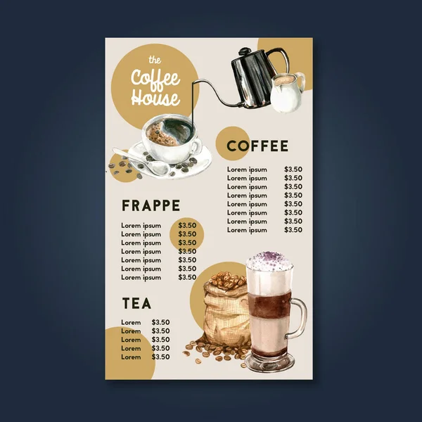 Stilvolles Kaffeemenü Template Design Mit Text Vektorillustration — Stockvektor