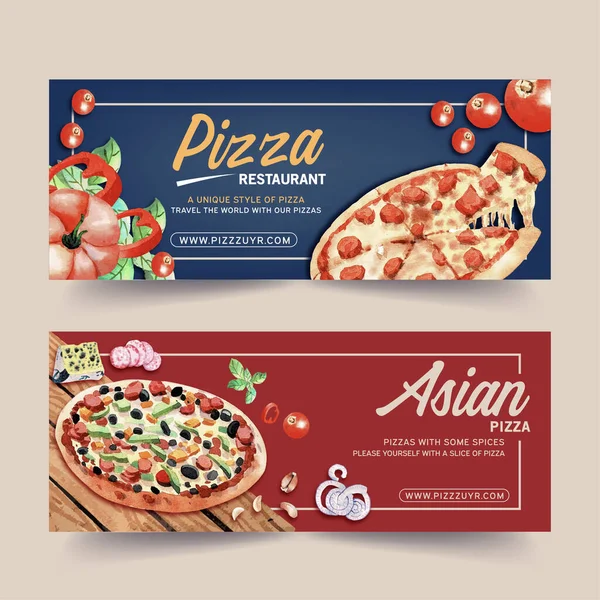 Design Élégant Bannières Pizza Avec Texte Illustration Vectorielle — Image vectorielle