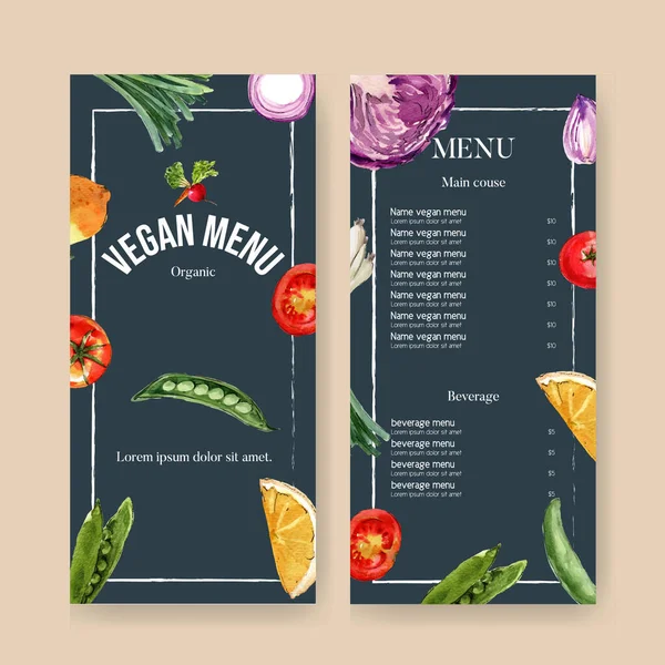 Design Modelo Menu Legumes Elegante Com Texto Ilustração Vetorial — Vetor de Stock