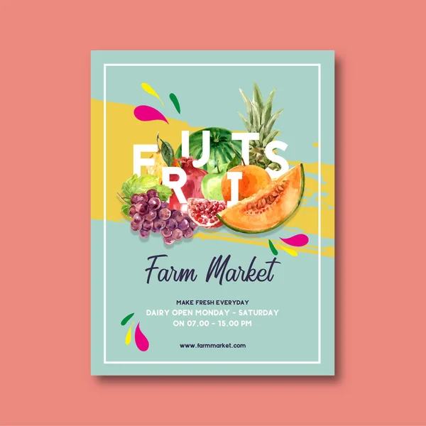 Design Elegante Modello Poster Frutta Con Testo Illustrazione Vettoriale — Vettoriale Stock