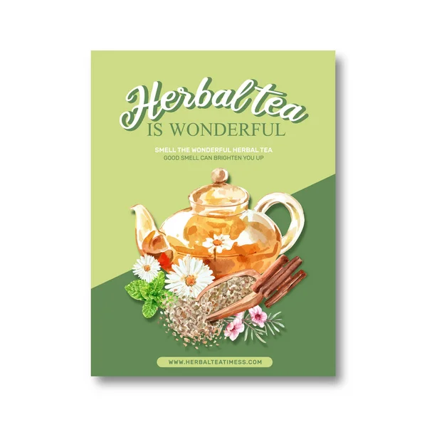 Stilvolles Kräutertee Poster Design Mit Text Vektorillustration — Stockvektor