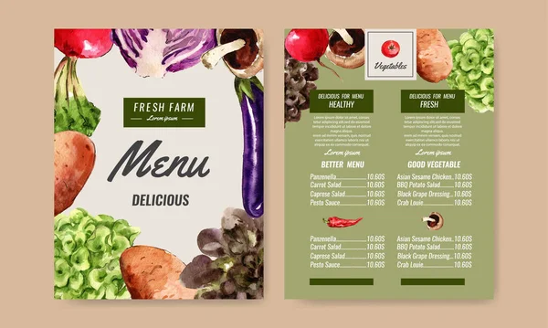 Design Modelo Menu Legumes Elegante Com Texto Ilustração Vetorial — Vetor de Stock