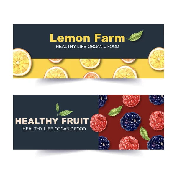 Stijlvol Fruit Banners Template Ontwerp Met Tekst Vector Illustratie — Stockvector
