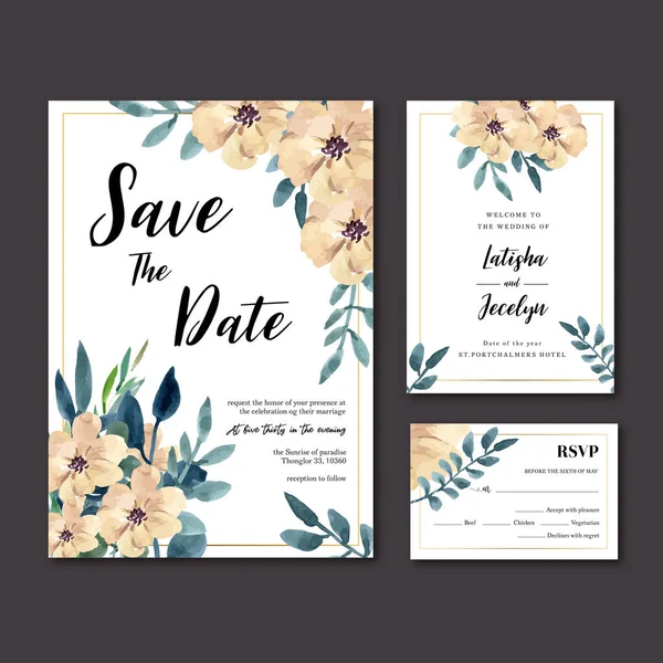 Stilvolle Hochzeitskarten Vorlage Design Mit Text Vektorillustration — Stockvektor