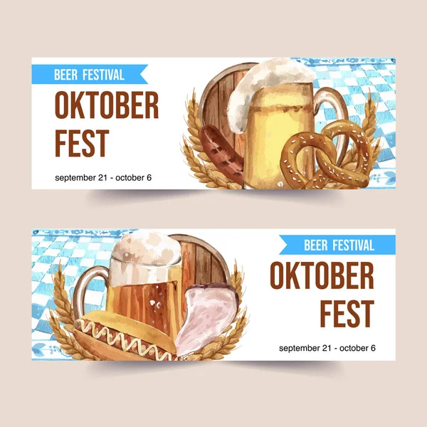 Stylish Oktoberfest Banners Template Design Text Vector Illustration — Stock Vector