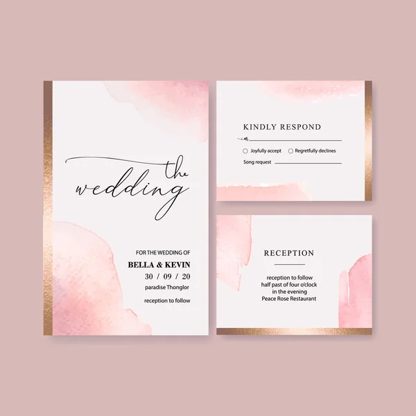 Design Modelo Cartões Casamento Elegante Com Texto Ilustração Vetorial — Vetor de Stock