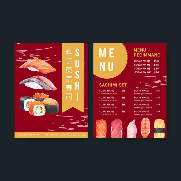 Stilvolles Design Der Sushi Menüvorlage Mit Text Vektorillustration — Stockvektor