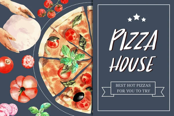 Design Élégant Cadre Pizza Avec Texte Illustration Vectorielle — Image vectorielle