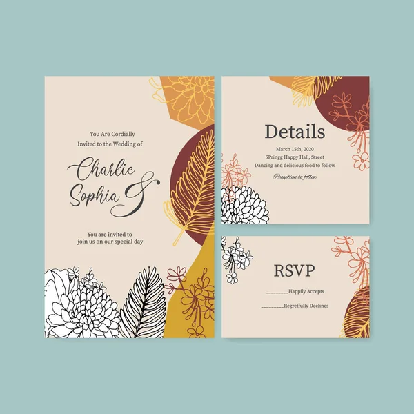 Design Modelo Cartões Casamento Elegante Com Texto Ilustração Vetorial — Vetor de Stock