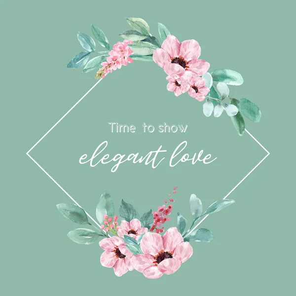 Elegante Floral Encantador Diseño Plantilla Corona Con Texto Ilustración Vectorial — Vector de stock