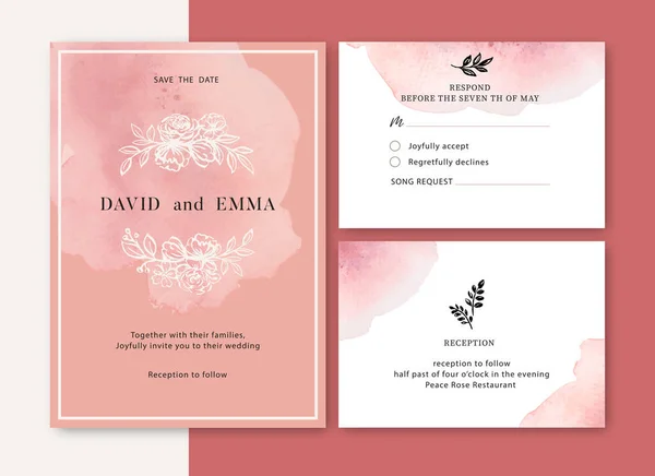 Design Modelo Cartões Casamento Elegante Com Texto Ilustração Vetorial —  Vetores de Stock