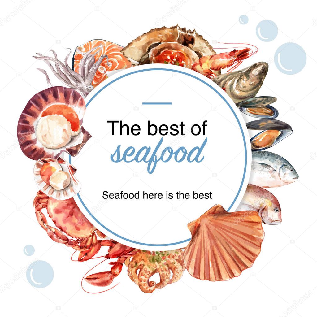 stylish world seafood poster template design with text, vector illustration