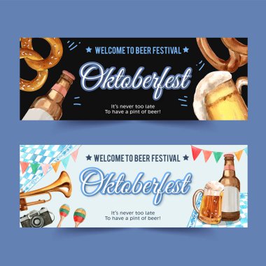 Modaya uygun Oktoberfest pankart tasarımı metin, vektör illüstrasyonu