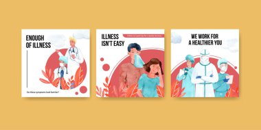 Metin ve vektör illüstrasyonlu stil hastalık şablonu tasarımı