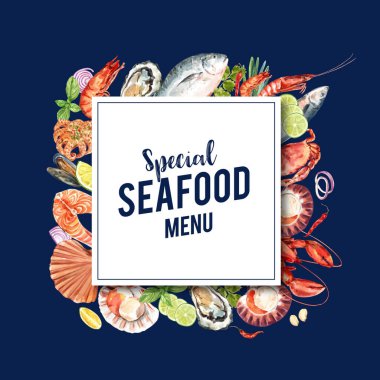 stil sahibi dünya deniz ürünleri poster tasarımı metin, vektör illüstrasyonu