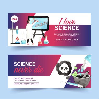 Modaya uygun bilim bayrakları, metin ve vektör illüstrasyonlu tasarım şablonu 
