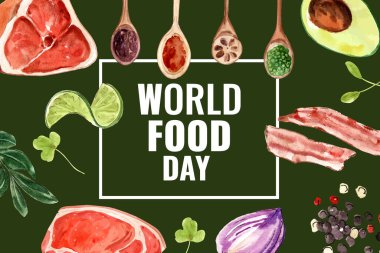 Metin ve vektör illüstrasyonlu yemek çerçevesi şablonu tasarımı