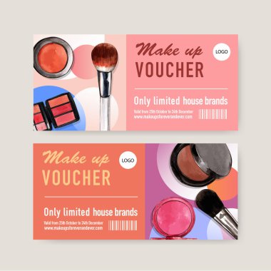 Sosyal medya şablon tasarımı için metin, vektör illüstrasyonlu stil kozmetik kuponları